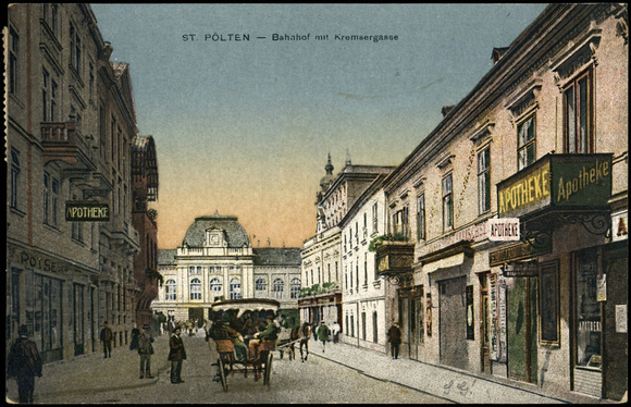St. Pölten, Bahnhof mit Kremsergasse 1918
