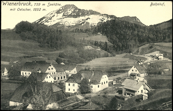 Wienerbruck mit Bahnhof und Ötscher 1907