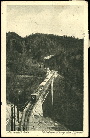 Ausblick vom Raingrabentunnel bei Wienerbruck aud die Raingrabenbrücke